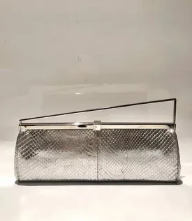 1990s GIANNI VERSACE SILVER SNAKE SKIN MEDUSA CLUTCH BAG