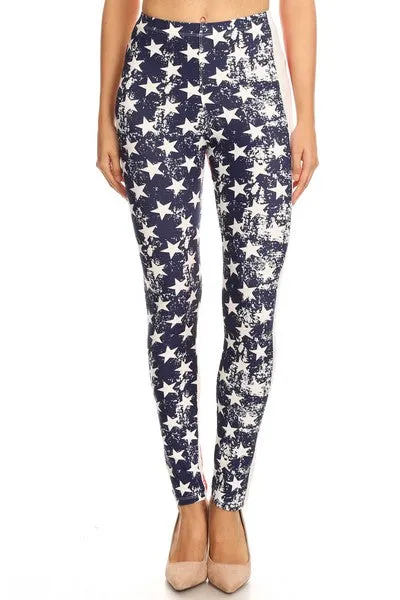 American Flag Printed Peach Skin Leggings