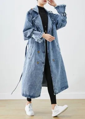 Art Light Blue Lapel Double Breast Denim Trench Coats Fall FA204