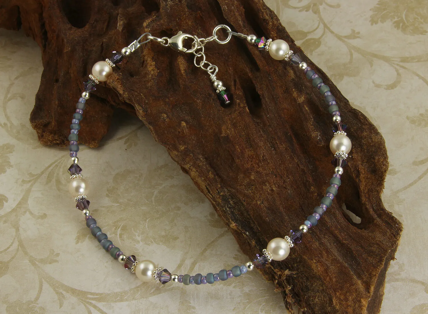 Atlantic Blue Pearl Beaded Anklet