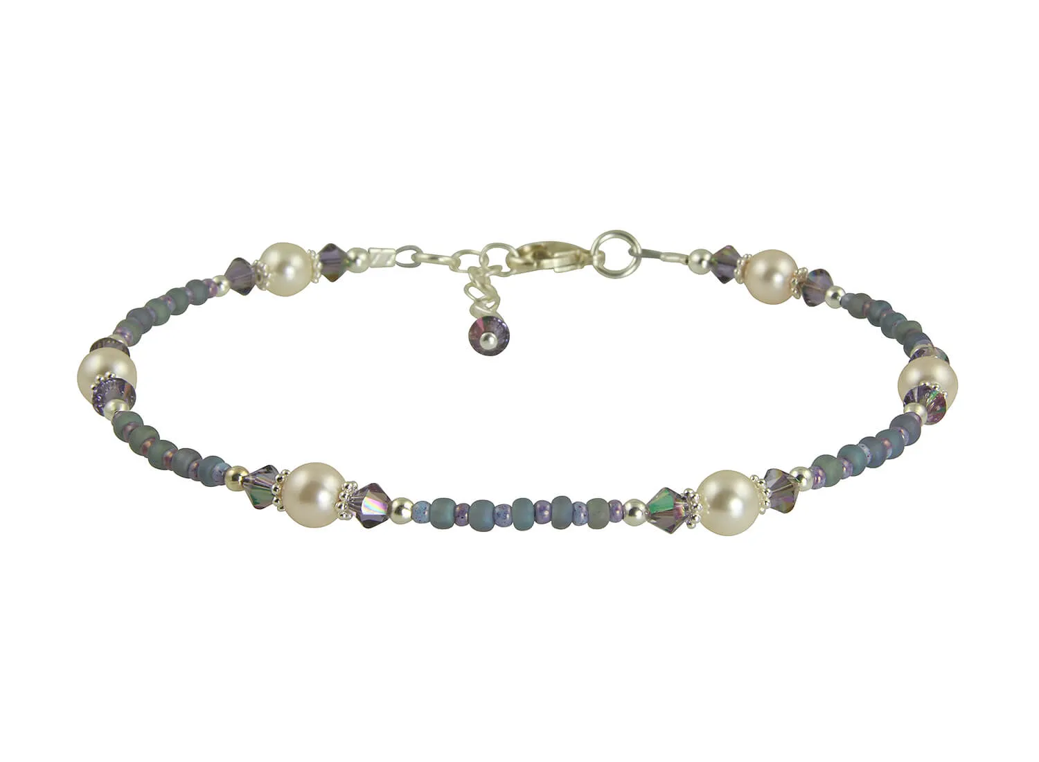 Atlantic Blue Pearl Beaded Anklet