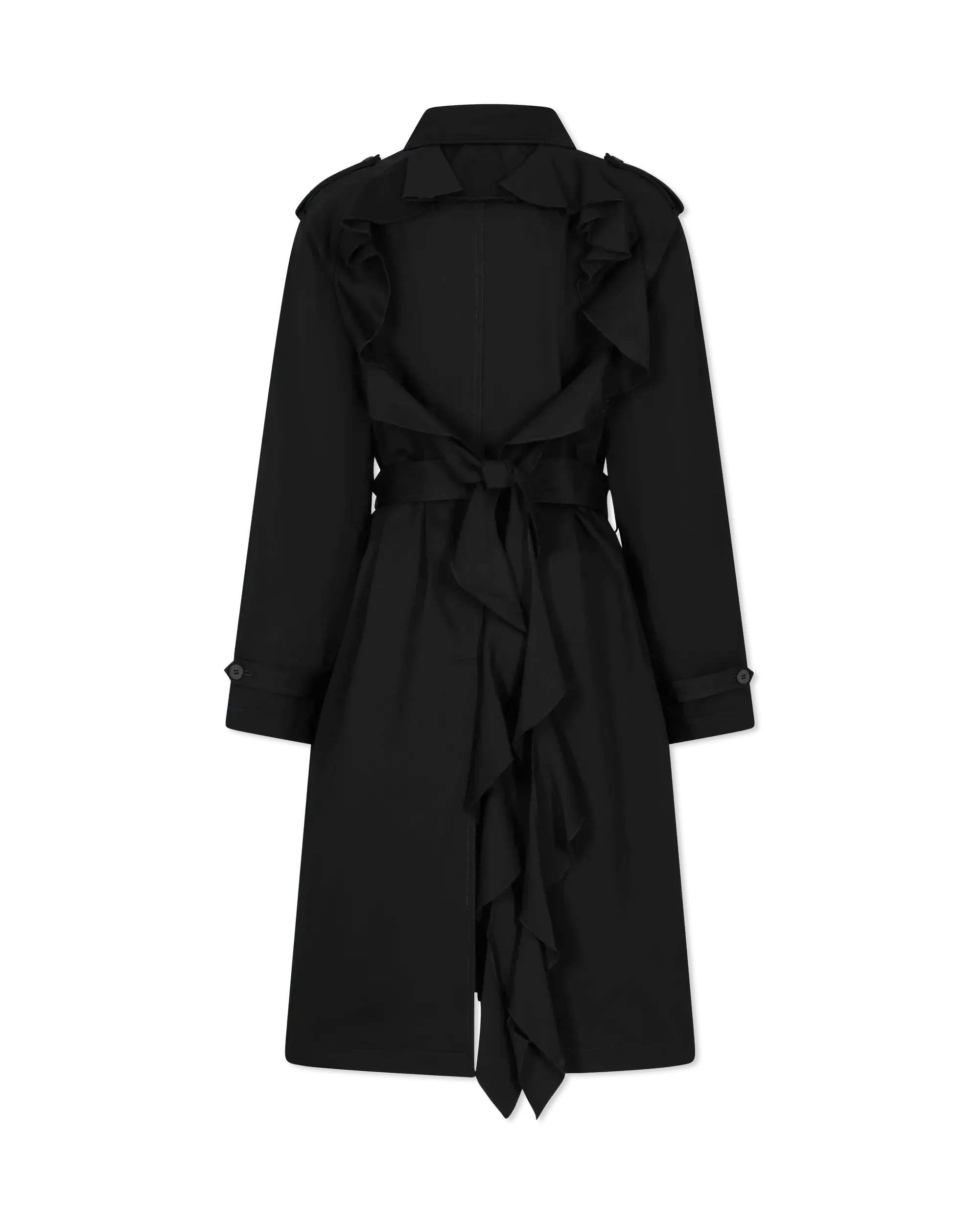 Baroque Buckle Ruffled Trench Coat