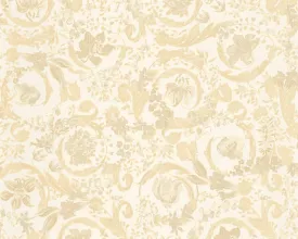 Baroque Damask Textured Wallpaper in Cream/Gold from the Versace V Collection