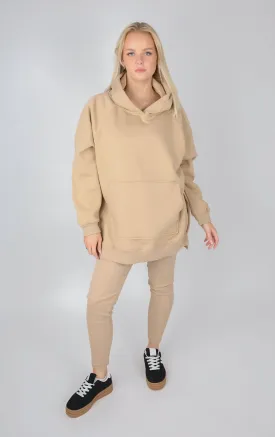 Beige Oversized Leggings and Hoodie Set