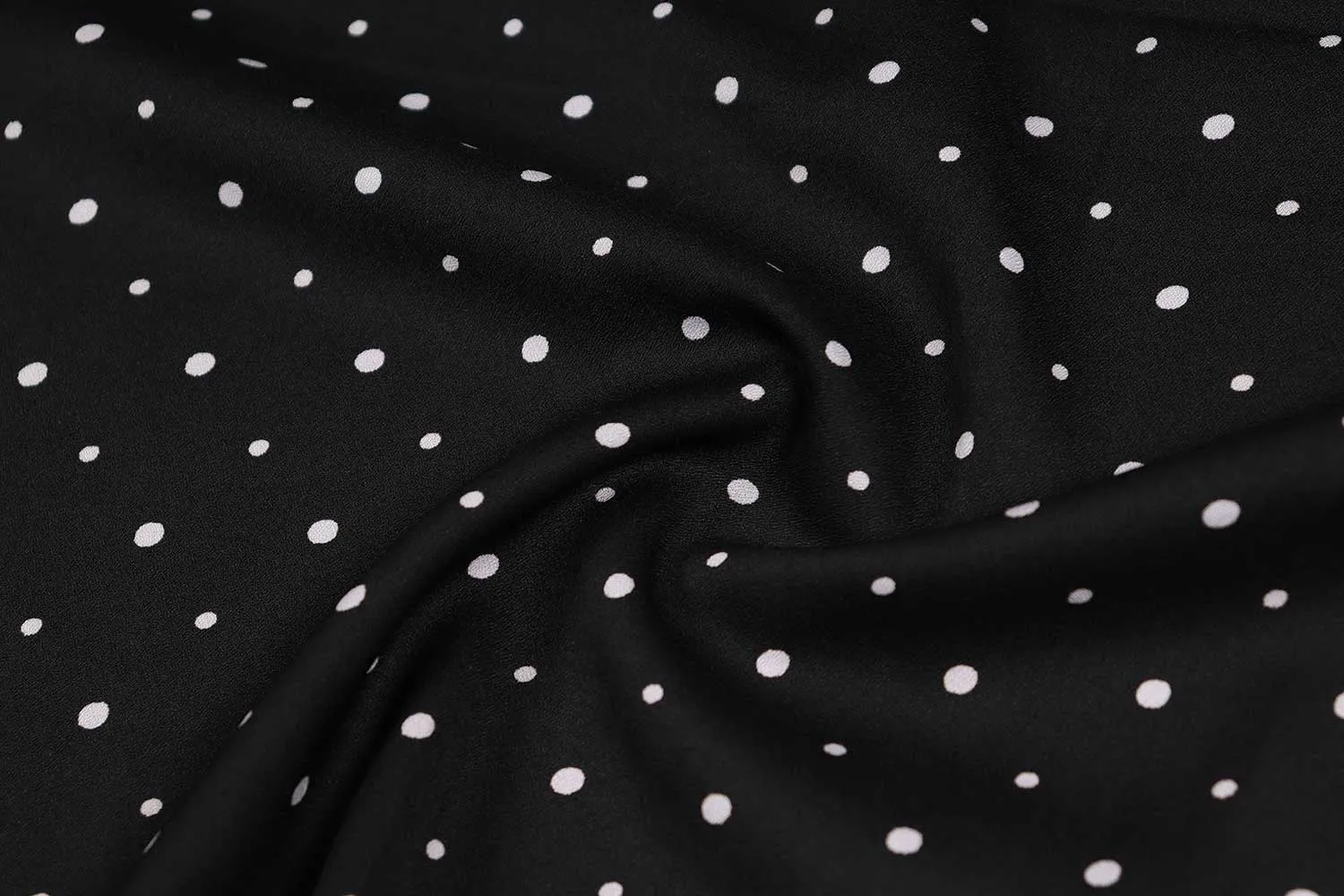 Black & White Polka Printed Summer Cool Georgette Fabric (Wholesale)