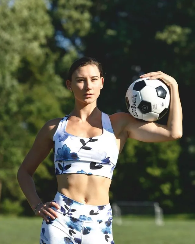 Blue Cornflower High Waist Leggings and Longline Bra Top