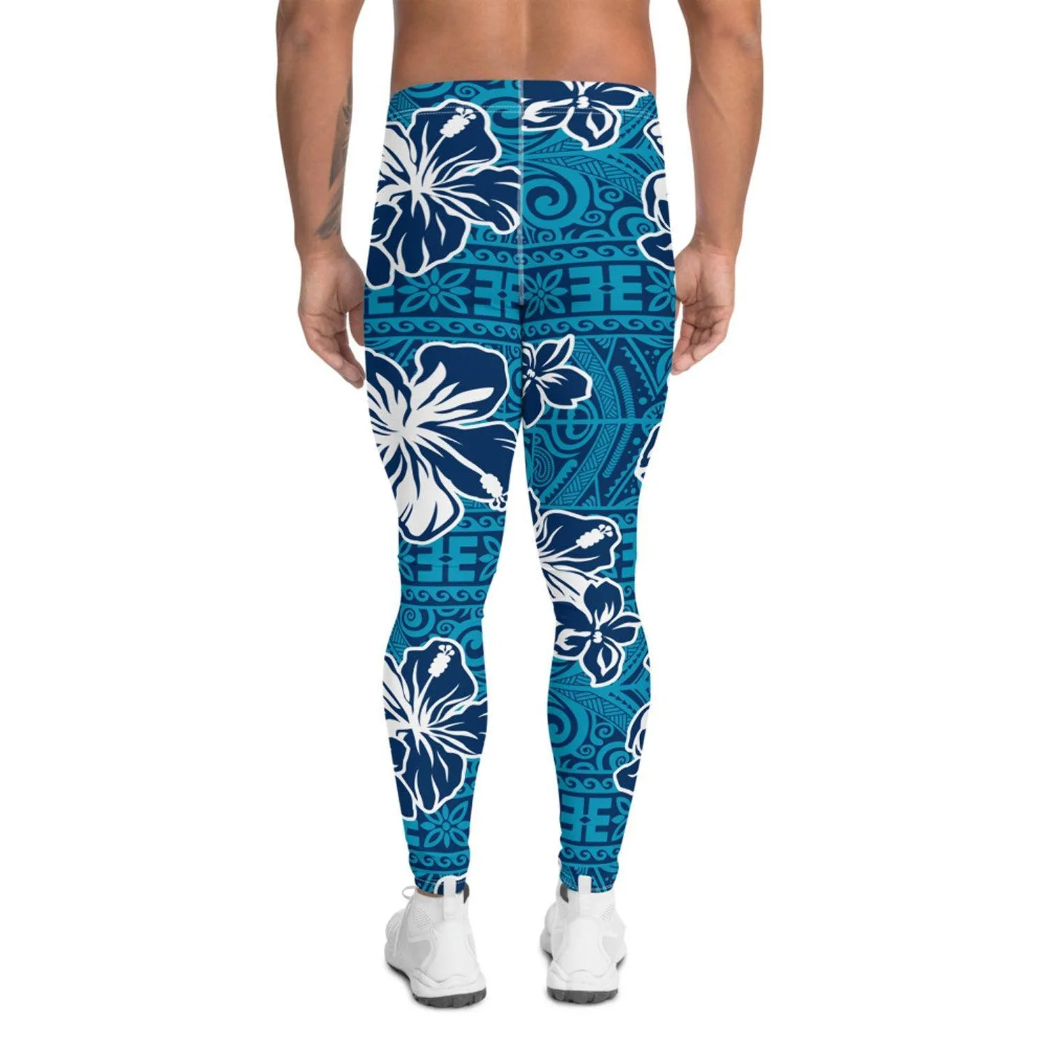 Blue Hawaii Floral Leggings for Men