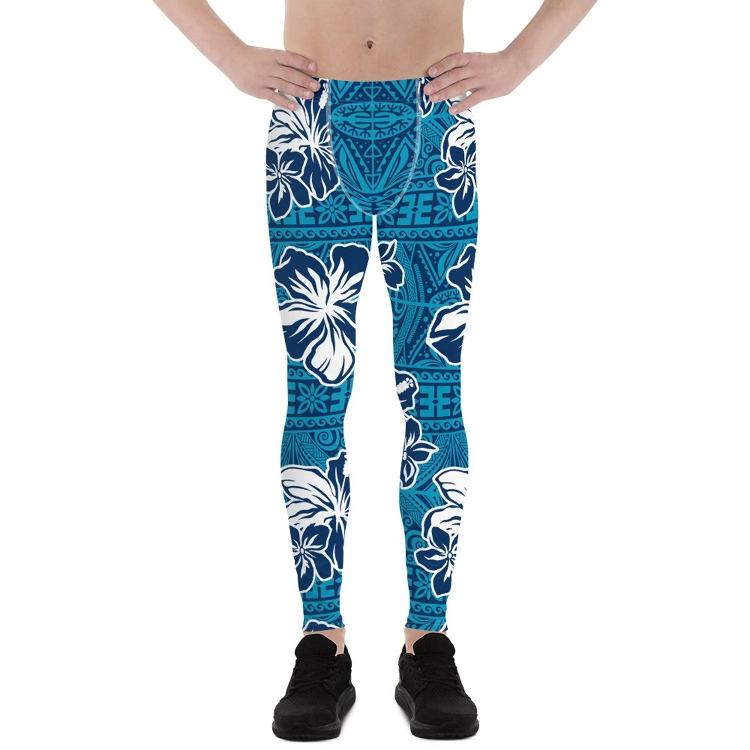 Blue Hawaii Floral Leggings for Men