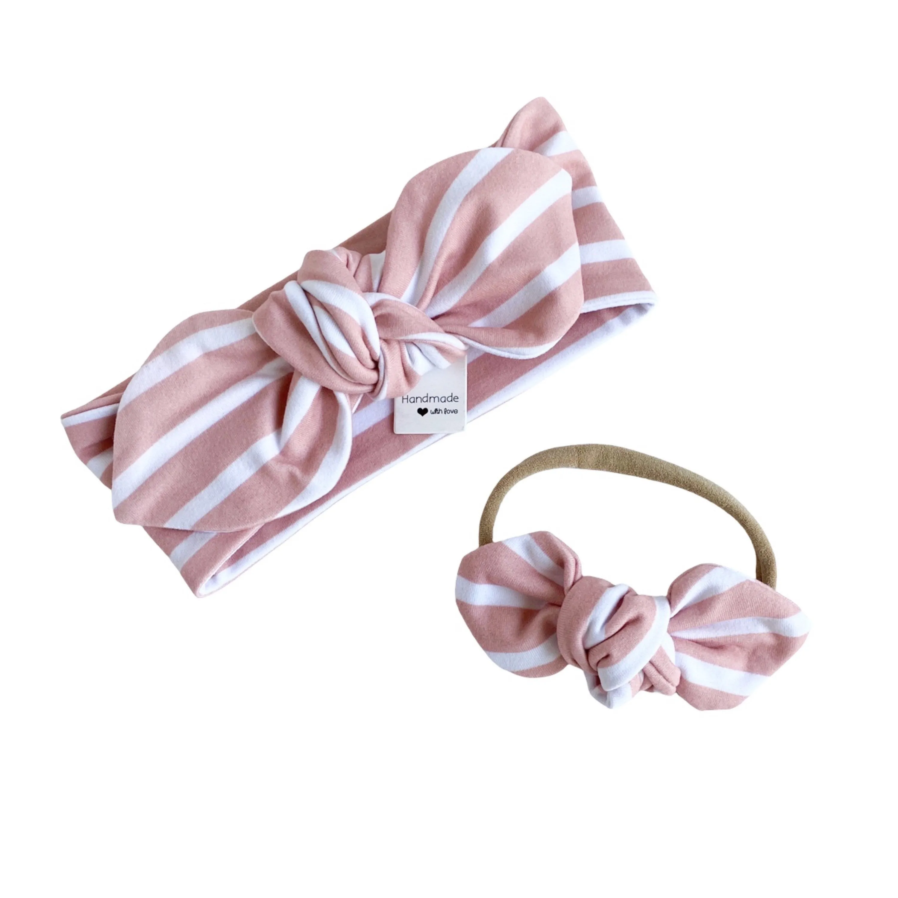 Blush Pink Striped Leggings and/or Headbands