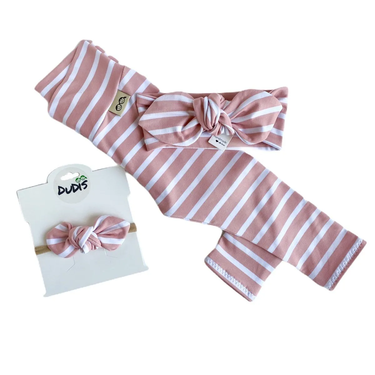 Blush Pink Striped Leggings and/or Headbands