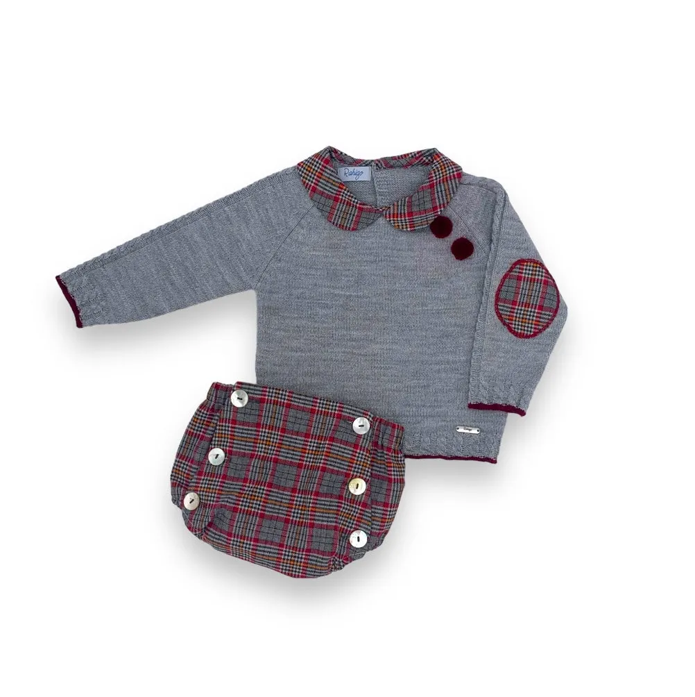 Boys Burgundy and Gray Knit Set