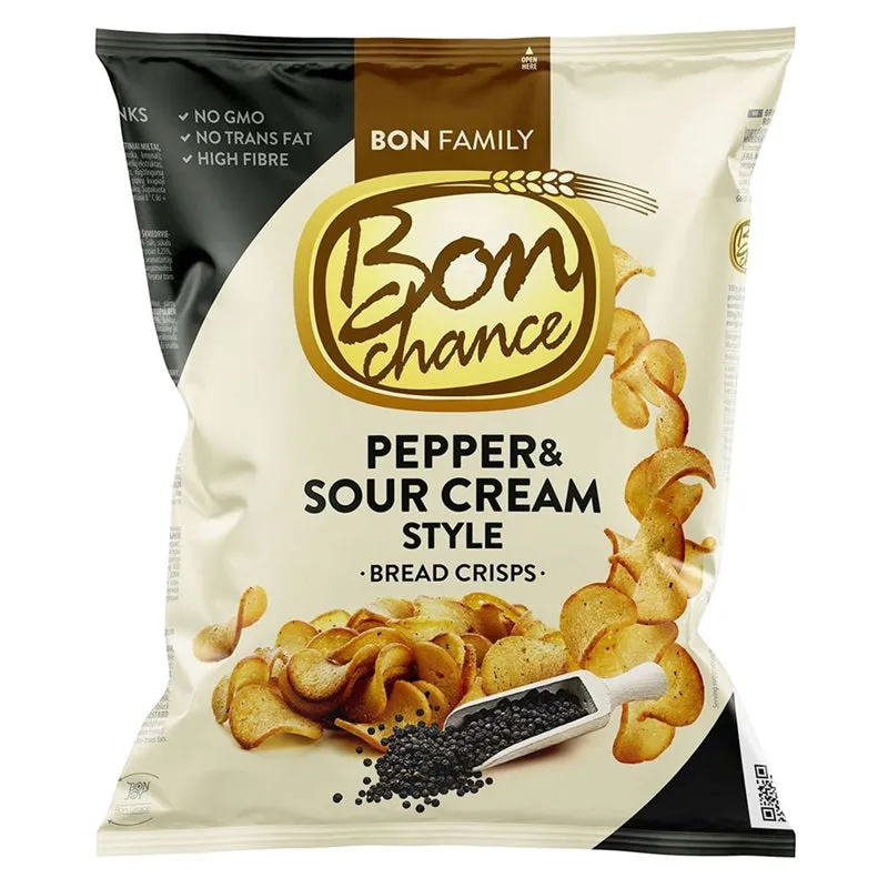 Bread Crisps BON CHANCE Pepper & Sour Cream Style, 120g