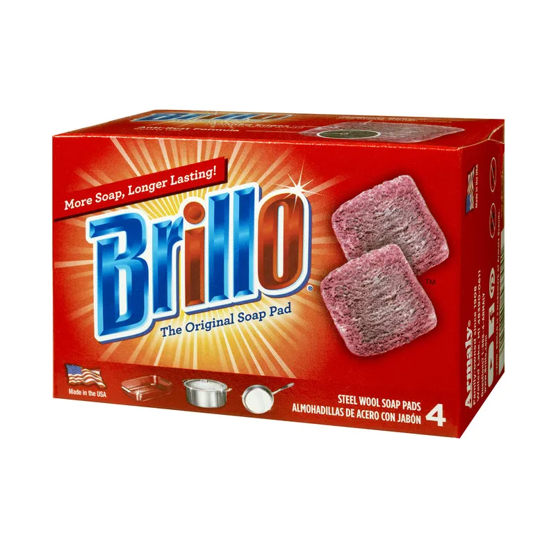 Brillo Heavy Duty Steel Wool Pads For Multi-Purpose 4 pc