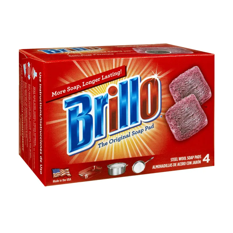 Brillo Heavy Duty Steel Wool Pads For Multi-Purpose 4 pc