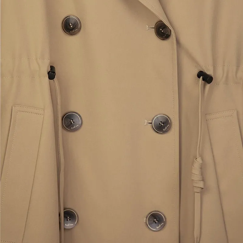 Camel Long Trench Coats Big Collar Double Breasted