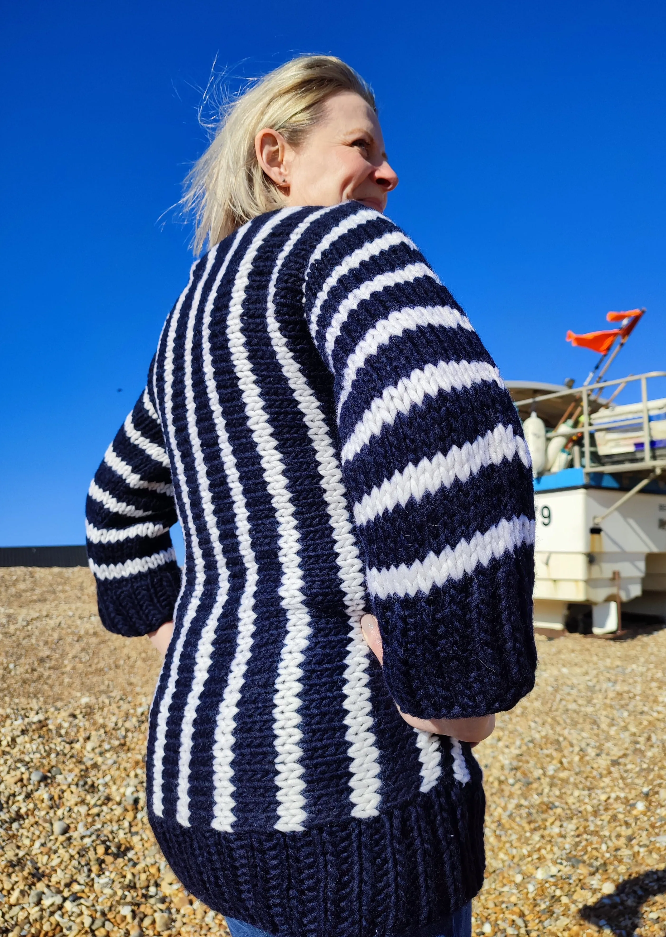 Chunky Striped Sweater Knitting Pattern - Sandgate Sweater