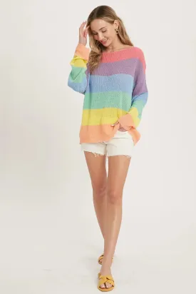 Color Blocked Boatneck Knit Top