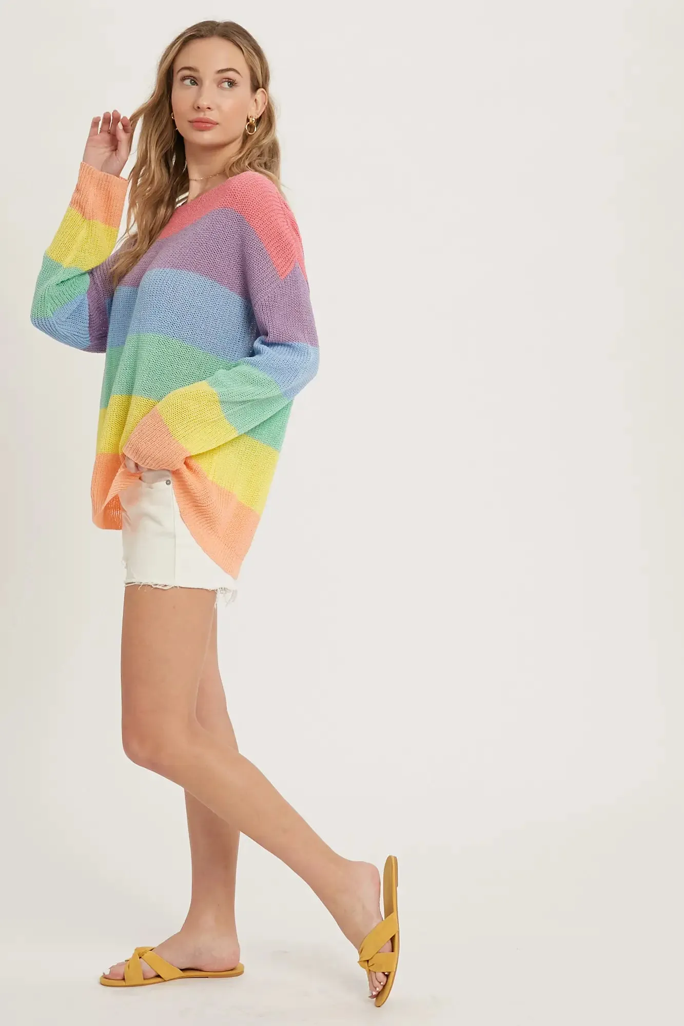 Color Blocked Boatneck Knit Top