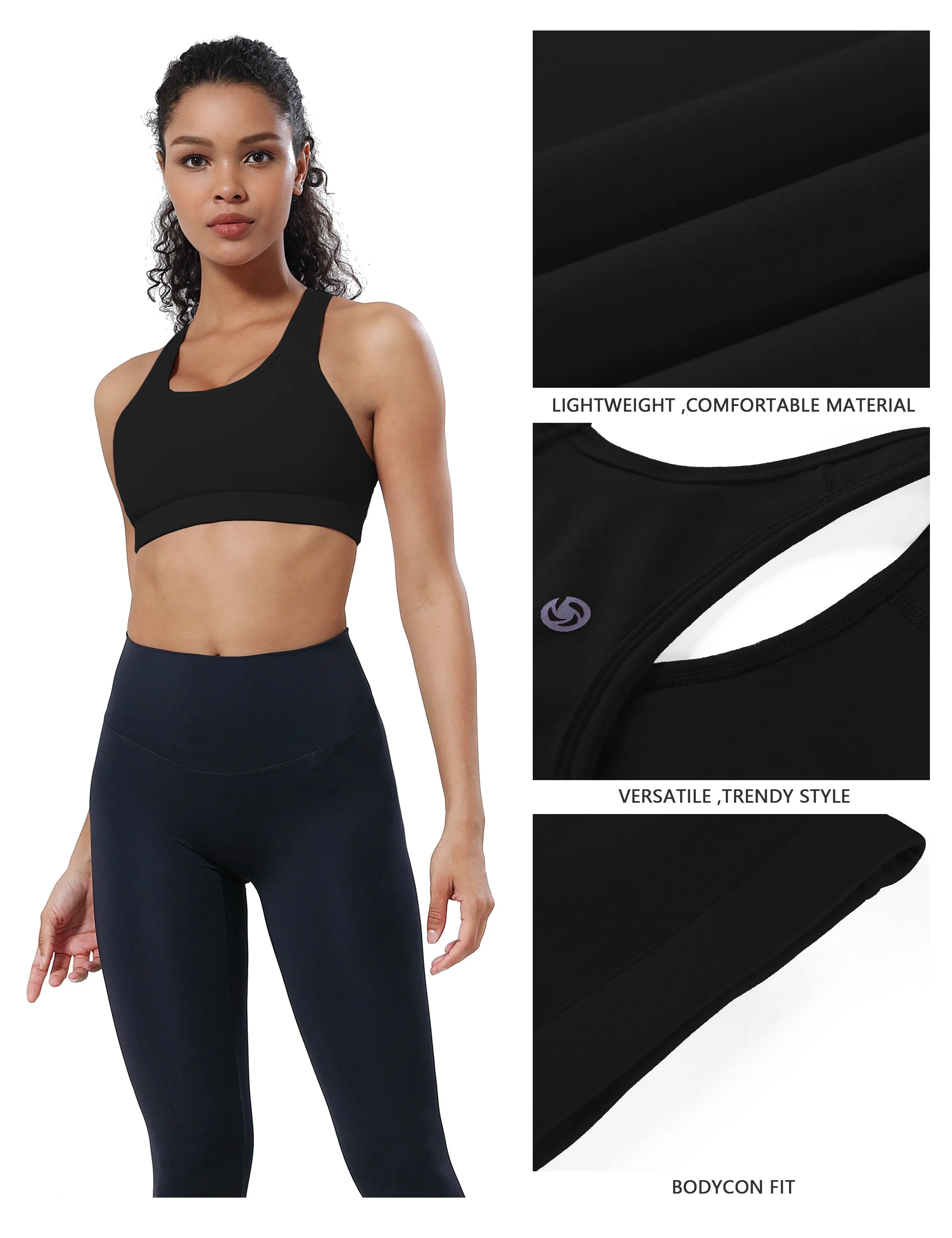 Compression Racerback Sports Bras black_Running