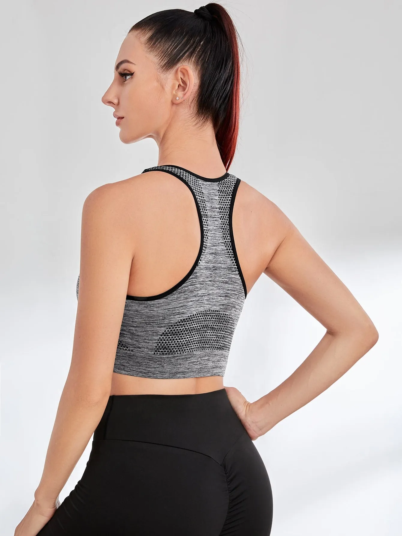 Contrast Binding Scoop Neck Women Sports Bras