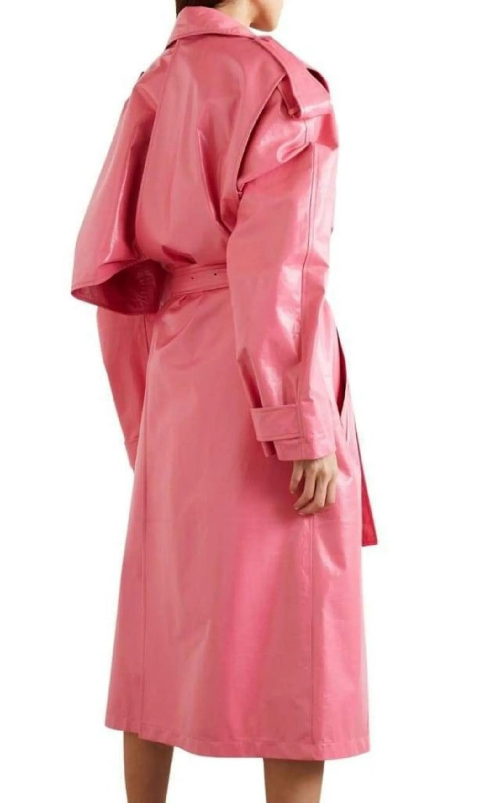 Convertible Crinkled Glossed-leather Trench Coat