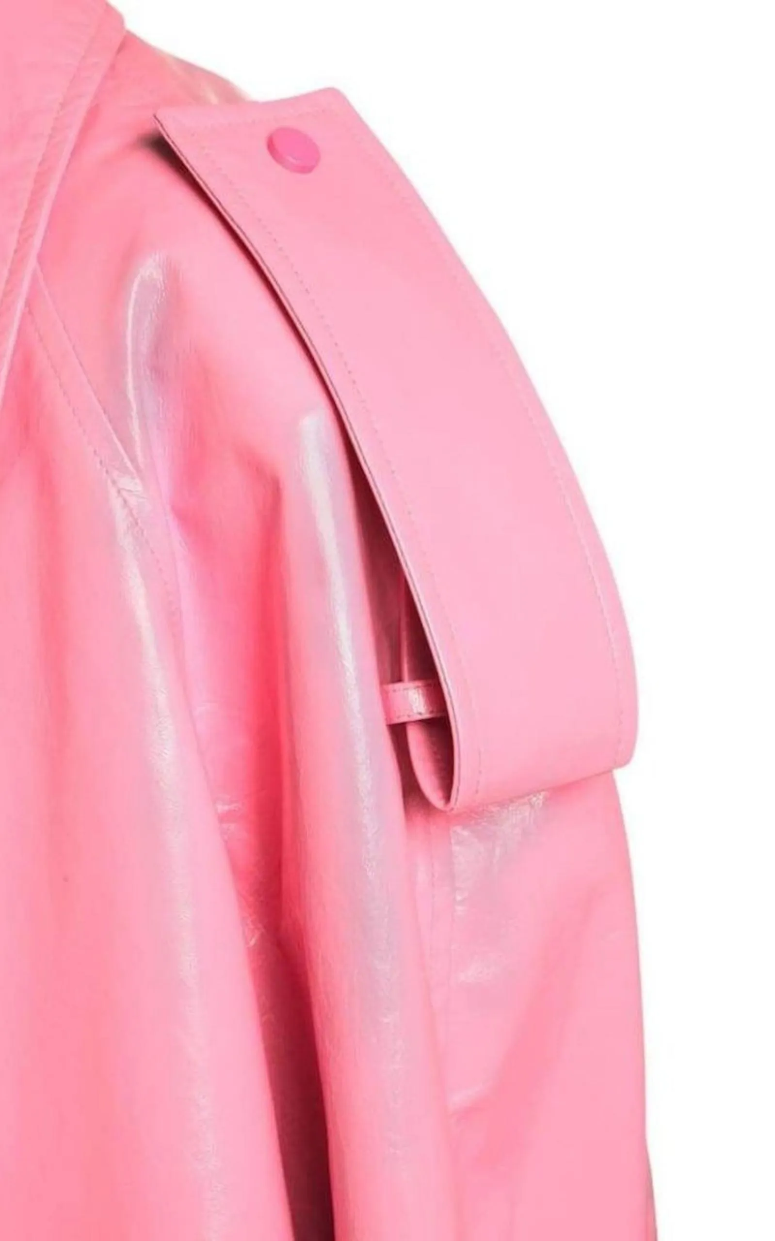 Convertible Crinkled Glossed-leather Trench Coat