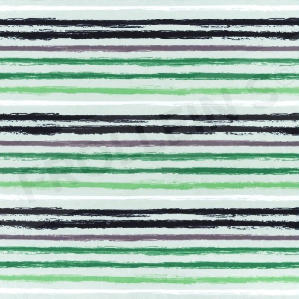 Cotton Jersey - Distressed Stripes - Green