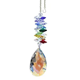 Crystal Ornament Aurora Borealis Crystal Almond Prism Colorful Swarovski Crystals 5-inch