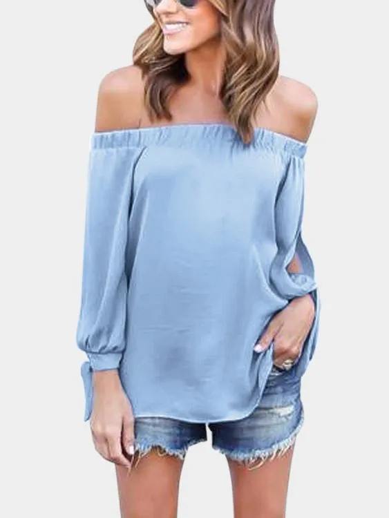 Custom Off The Shoulder Cut Out Long Sleeve Blouses