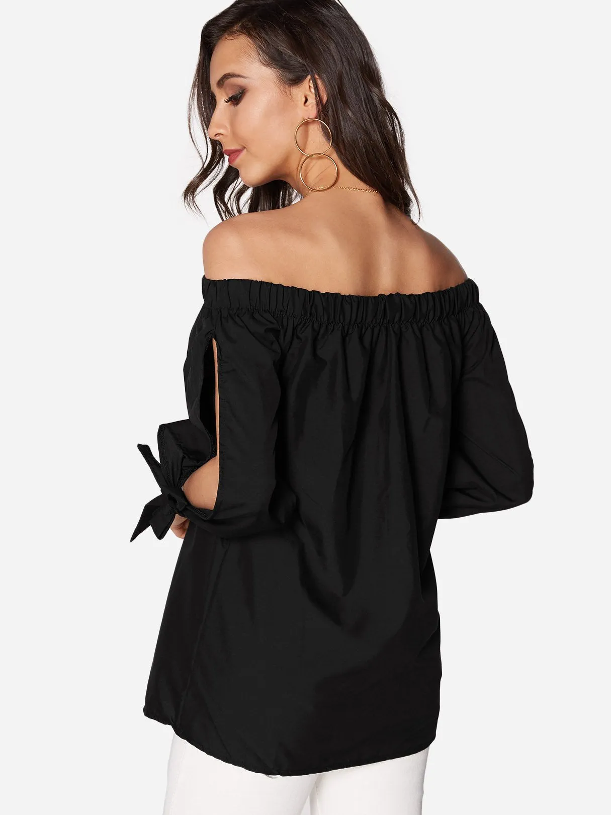 Custom Off The Shoulder Cut Out Long Sleeve Blouses