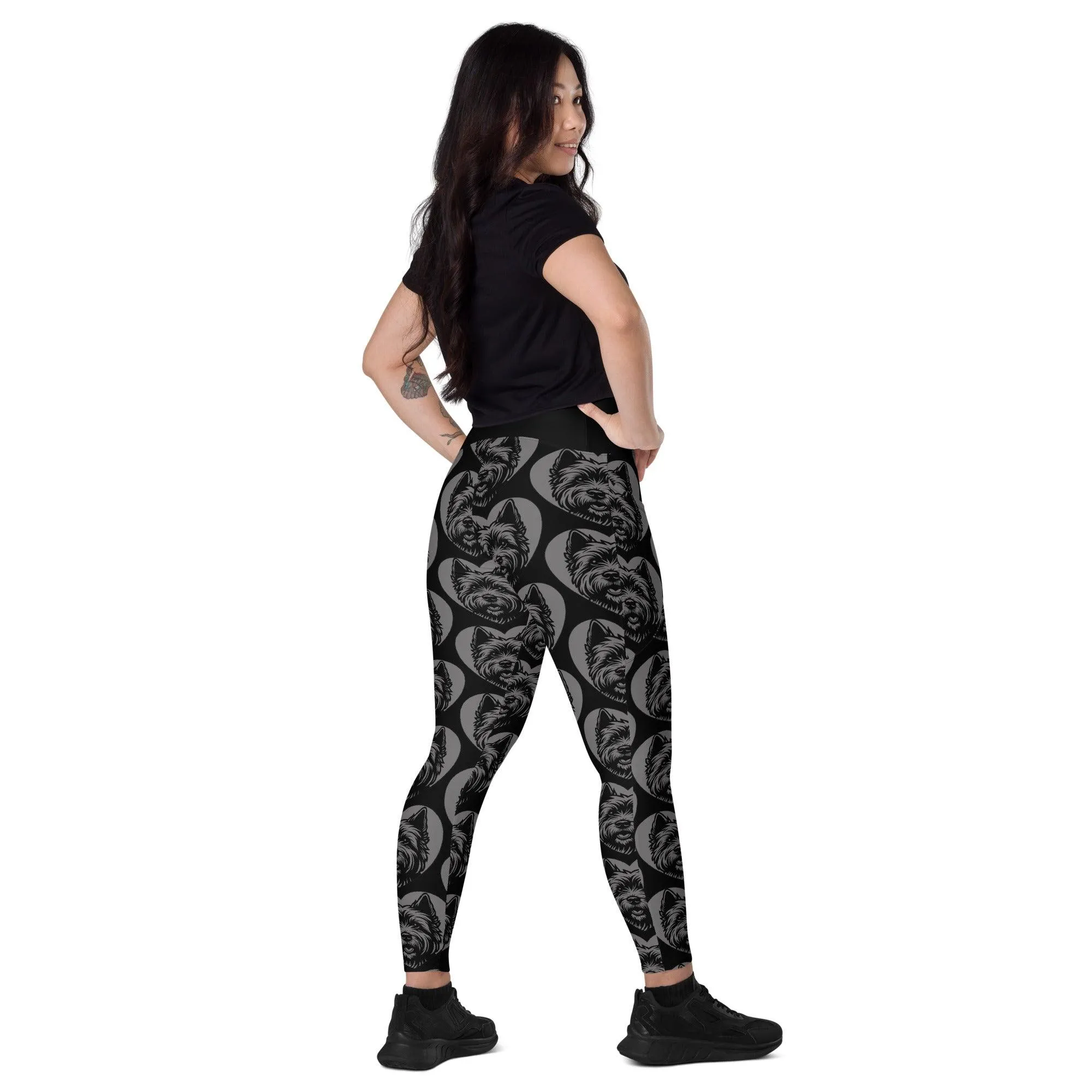 DOG BREED LEGGINGS with pockets - CAIRN TERRIER - HERTTAHOUND - grey