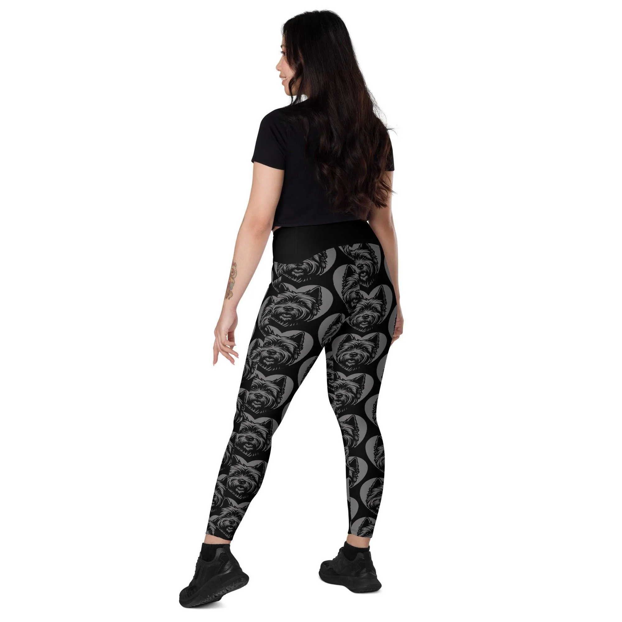 DOG BREED LEGGINGS with pockets - CAIRN TERRIER - HERTTAHOUND - grey