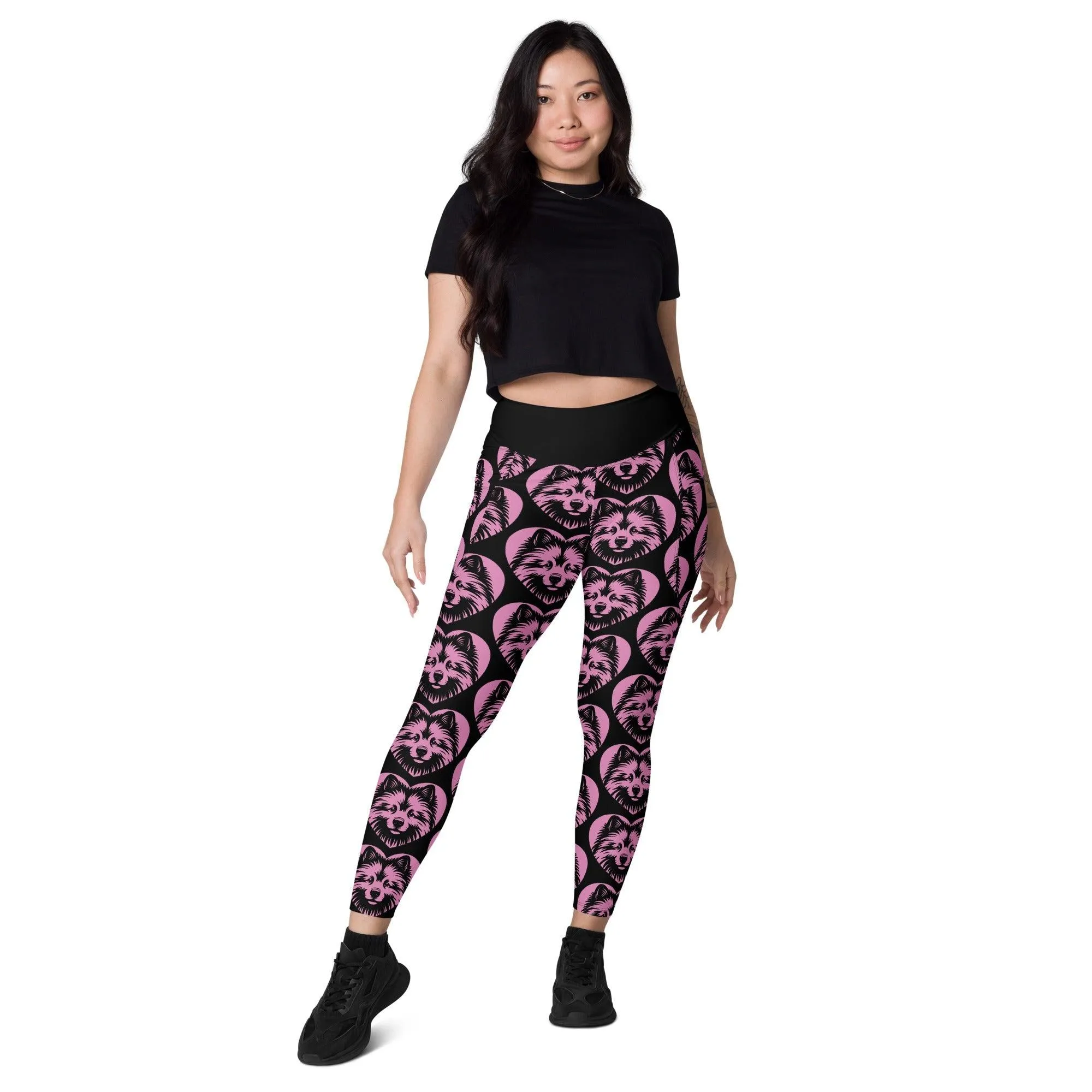 DOG BREED LEGGINGS with pockets - KEESHOND - HERTTAHOUND - pink