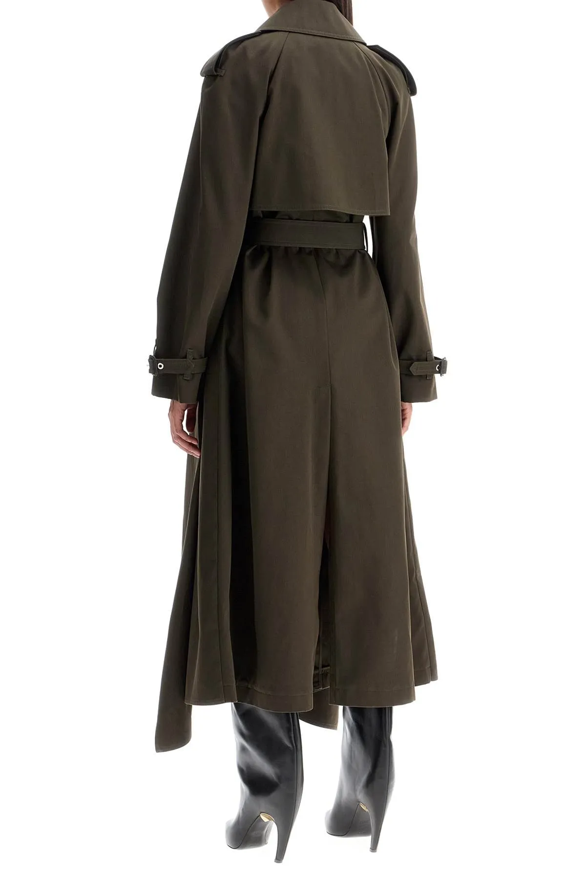 double-breasted trench coat with draped