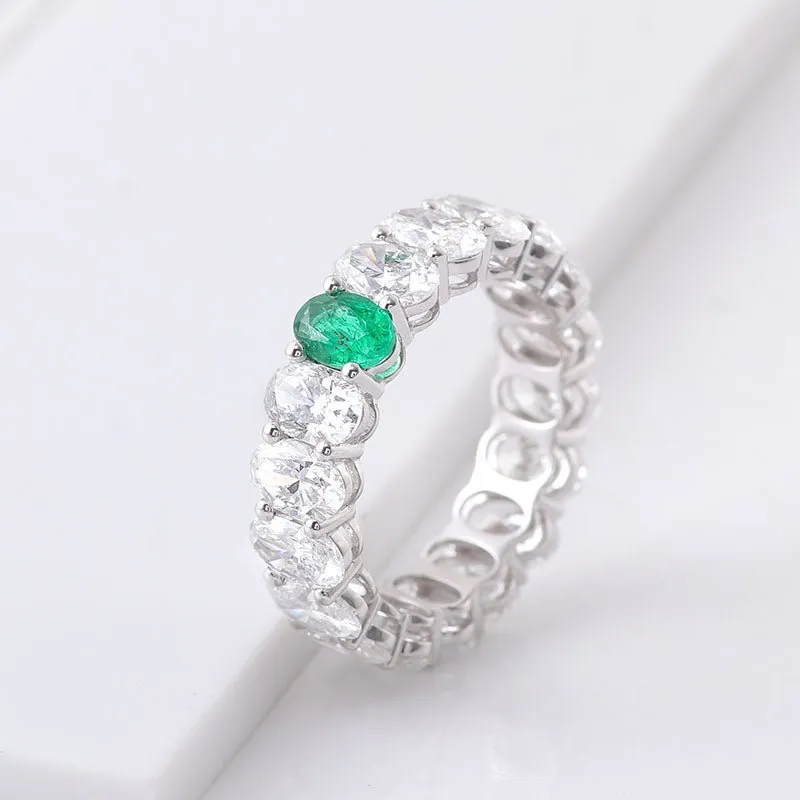 Exquisite Emerald Eternity Band