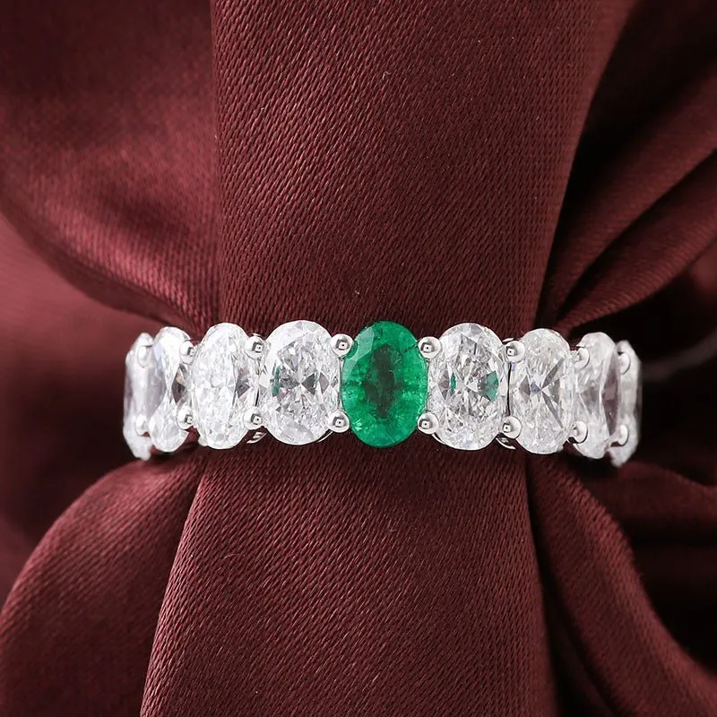 Exquisite Emerald Eternity Band