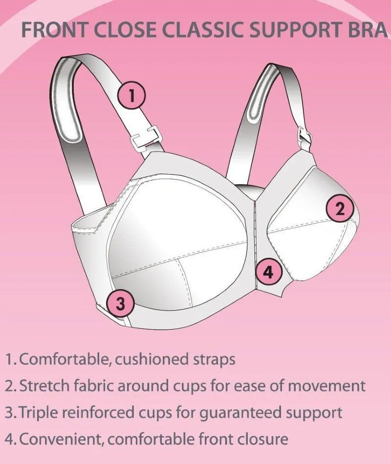 Exquisite Form Fully Front Close Wire-Free Classic Support Bra- White