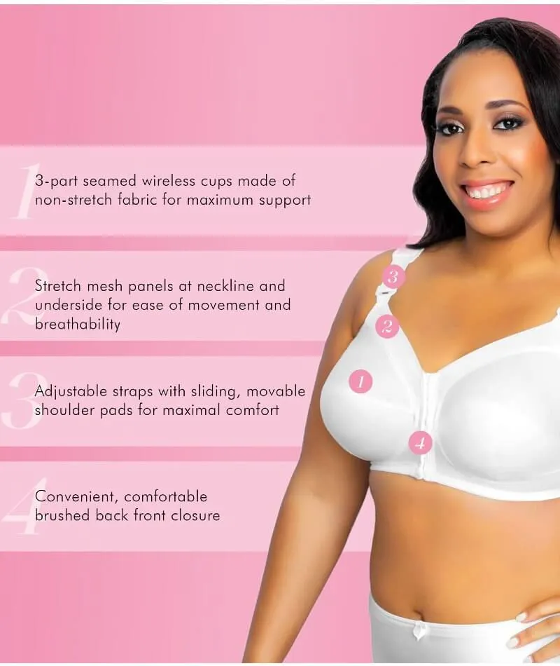 Exquisite Form Fully Front Close Wire-Free Classic Support Bra- White