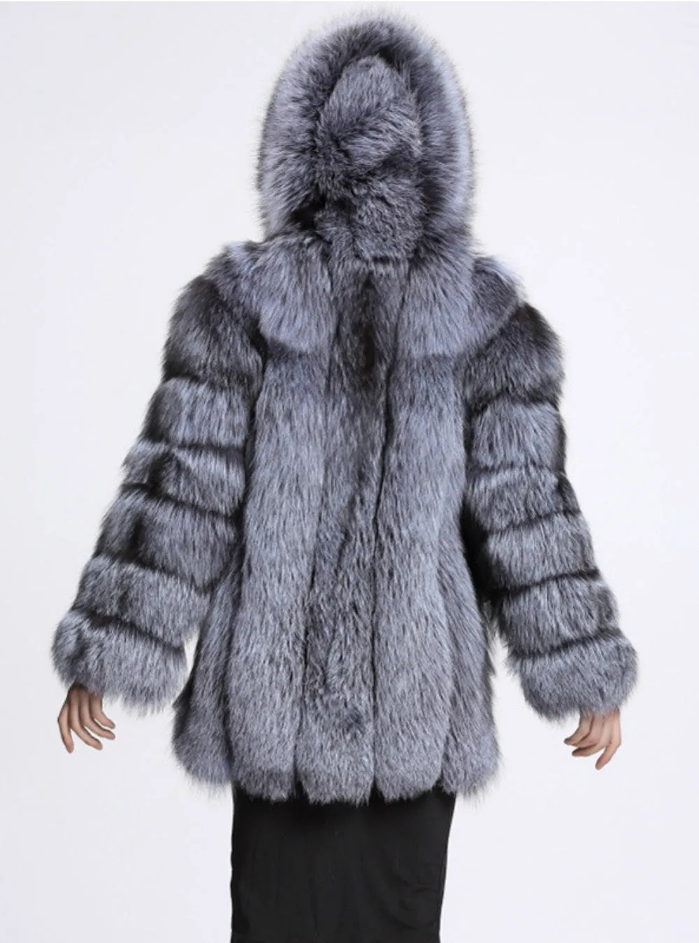 Faux Fox Fur Medium Length Sleeve Cap Coat Female