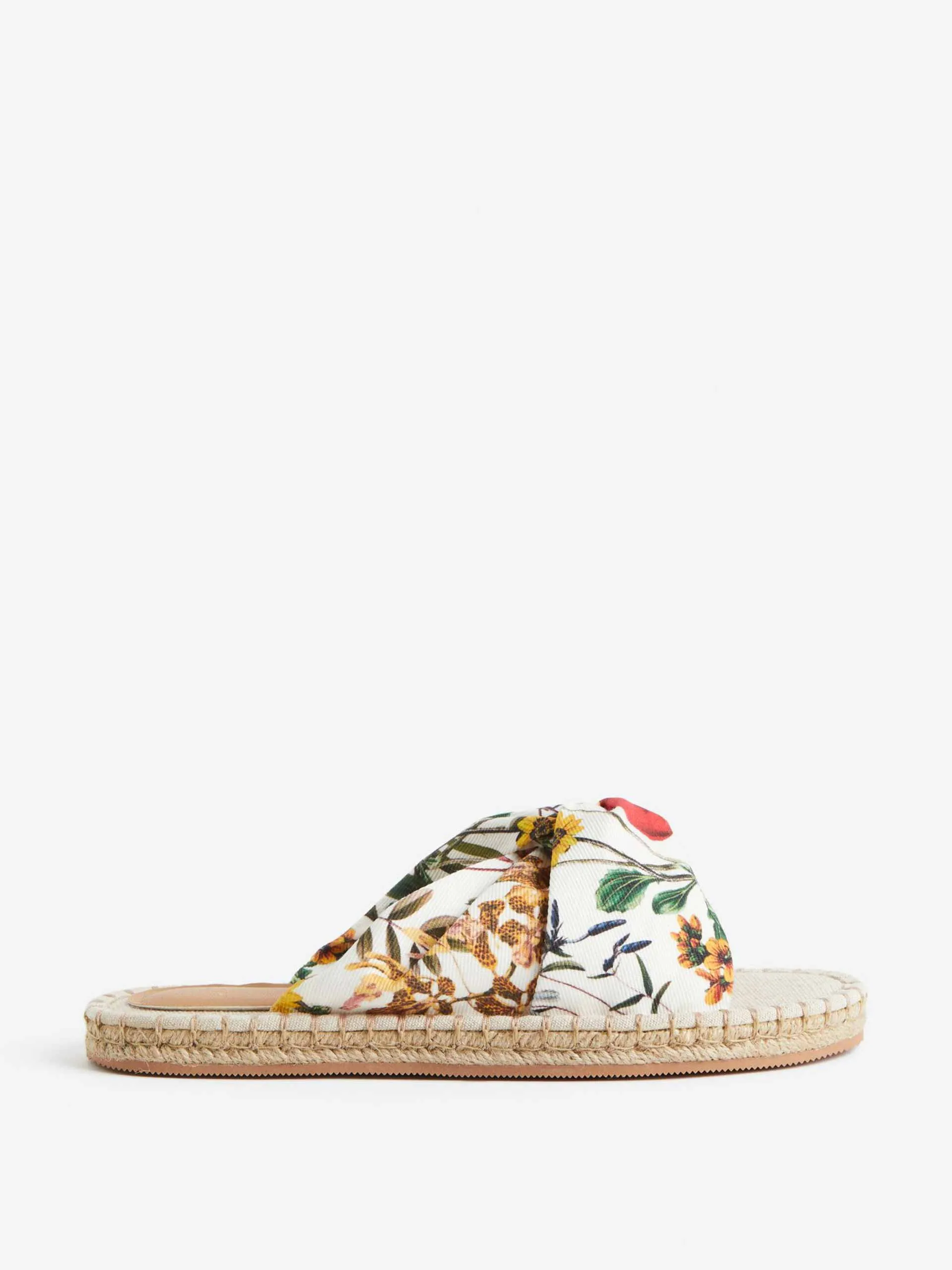 Floral-print knot-detail espadrille slides