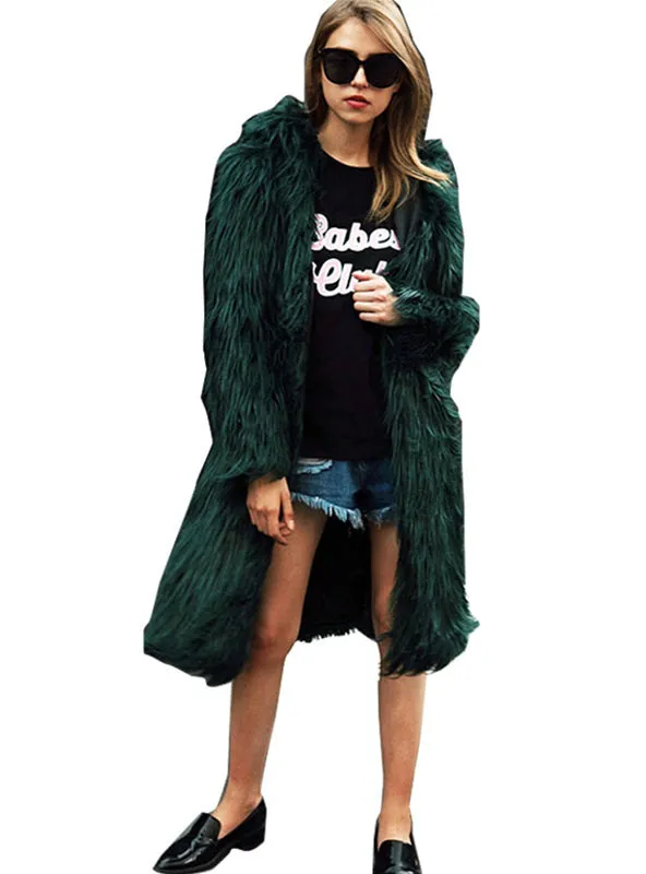 Fluffy Faux Fur Coat Women Winter Thick Warm