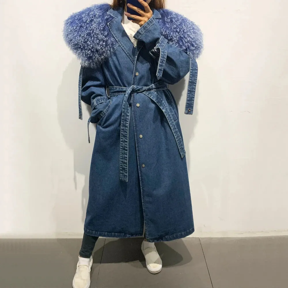 Fur Collar Denim Coat