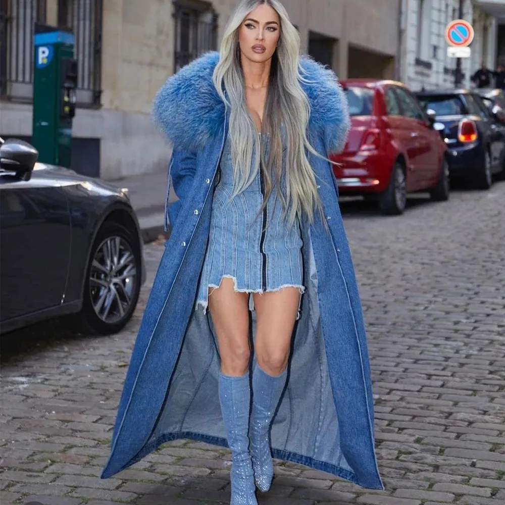 Fur Collar Denim Coat