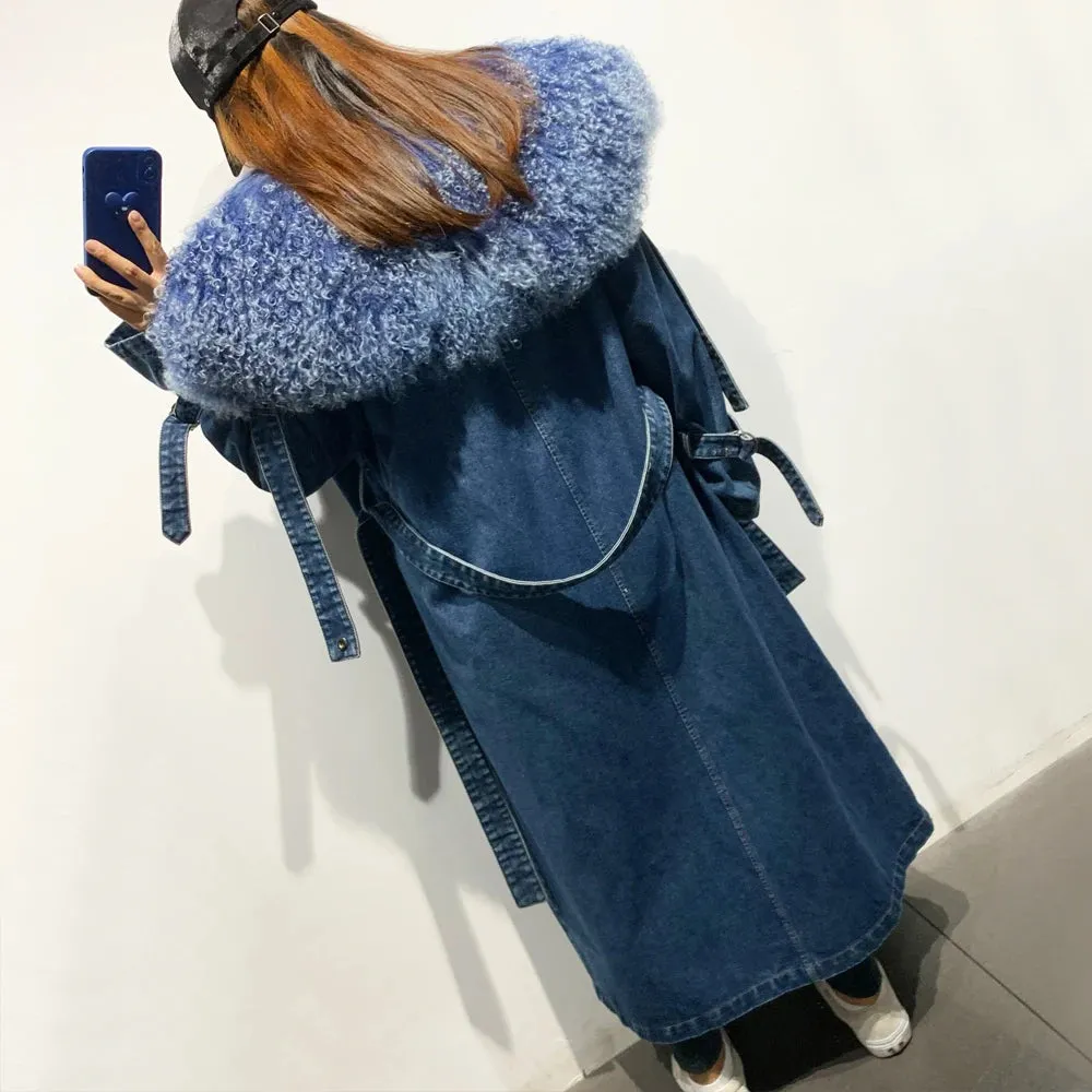 Fur Collar Denim Coat