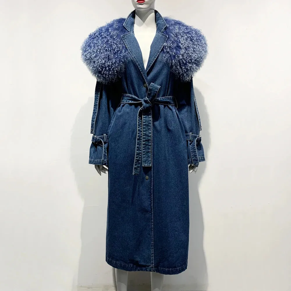 Fur Collar Denim Coat