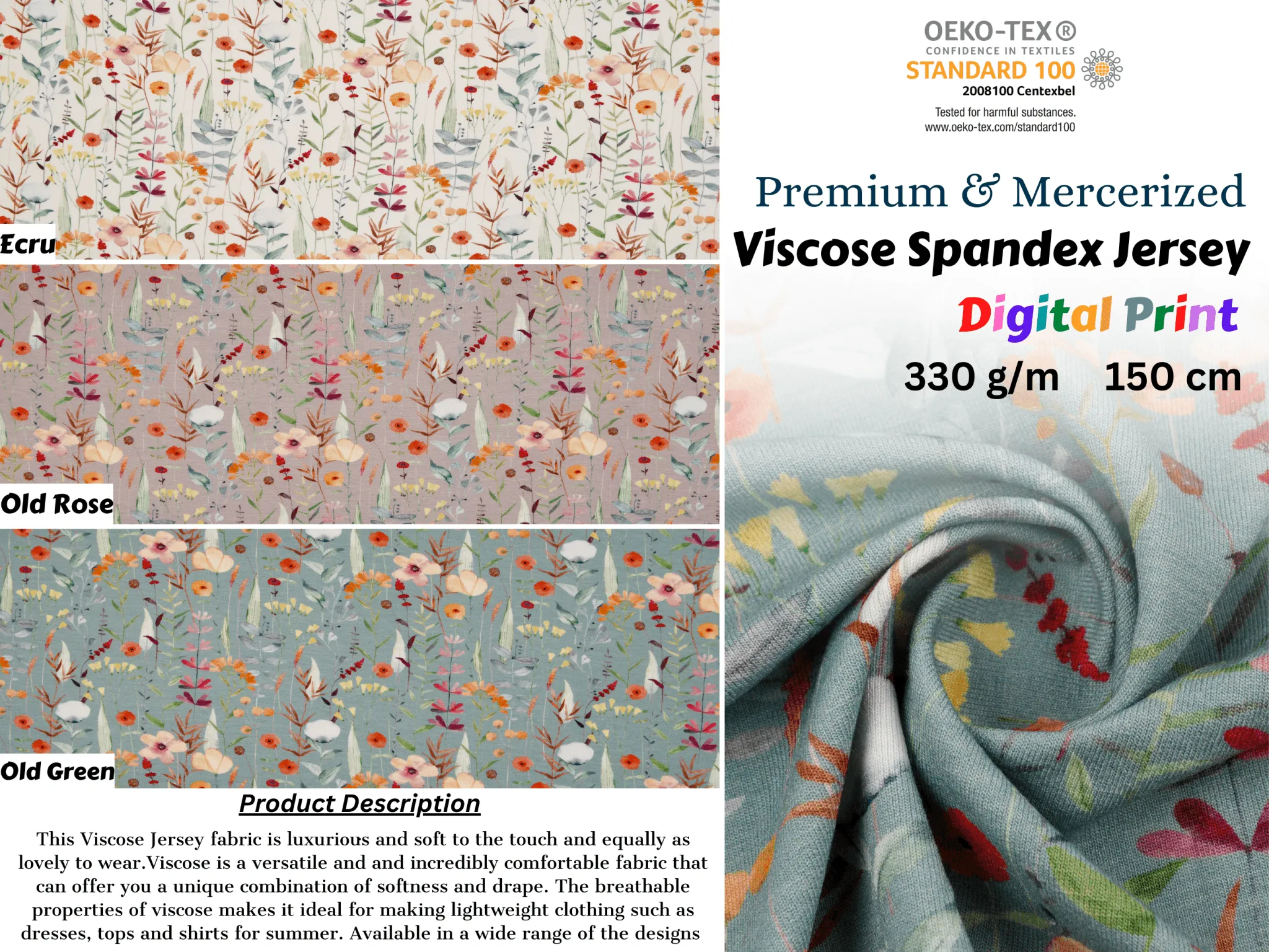 Garden Blossom  Viscose Spandex Jersey Fabric - 6454