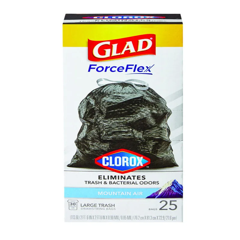 Glad Force Flex 30 gal Mountain Air Scent Trash Bags Drawstring 25 pk 0.9 mil