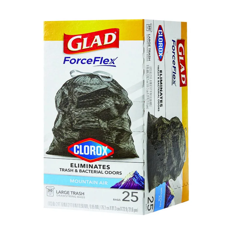 Glad Force Flex 30 gal Mountain Air Scent Trash Bags Drawstring 25 pk 0.9 mil