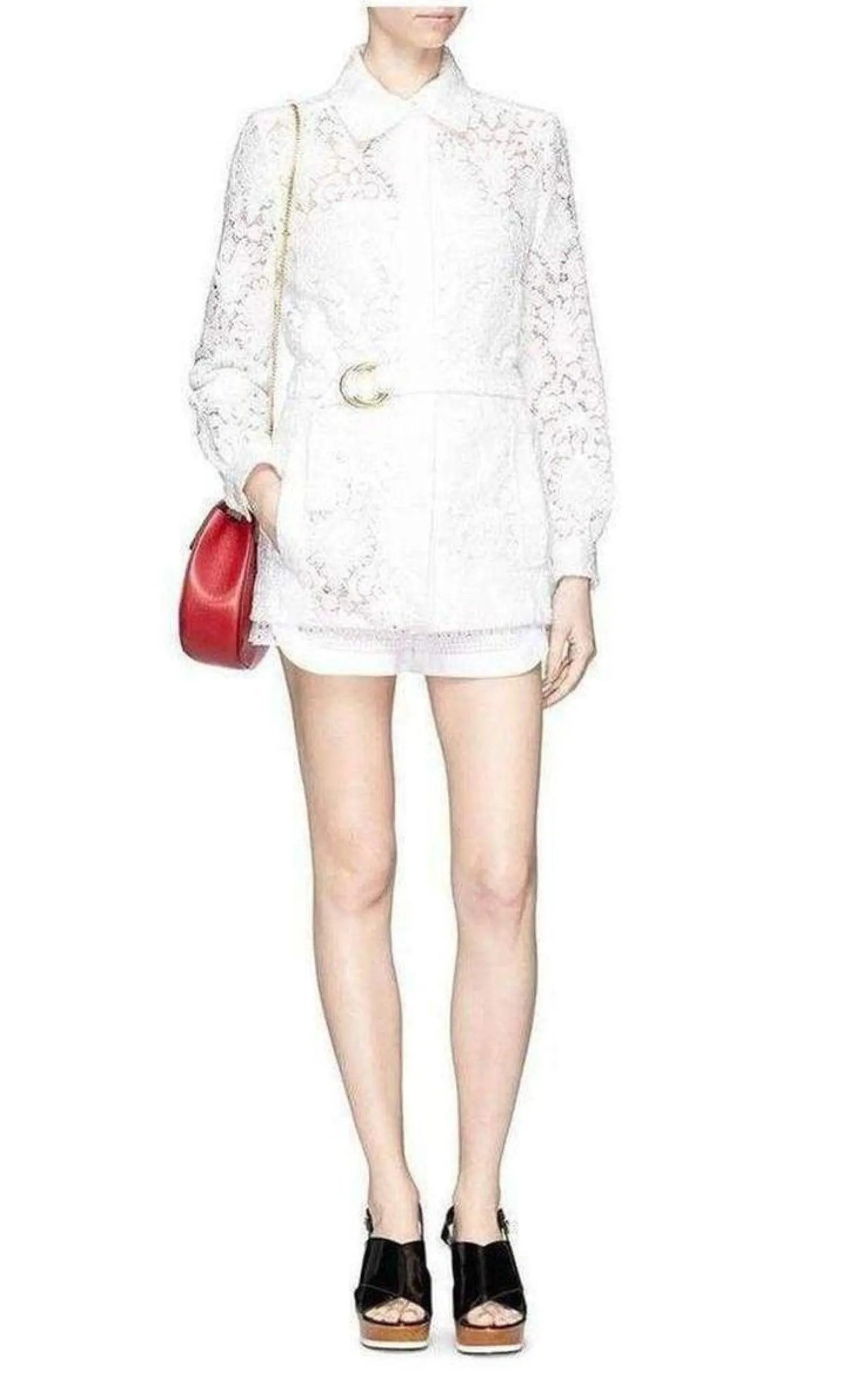 Guipure Embroidery Lace Shirt Coat