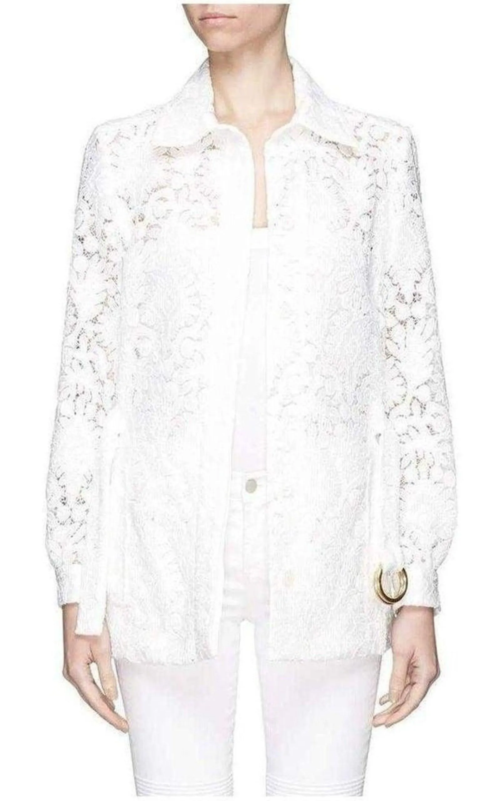 Guipure Embroidery Lace Shirt Coat